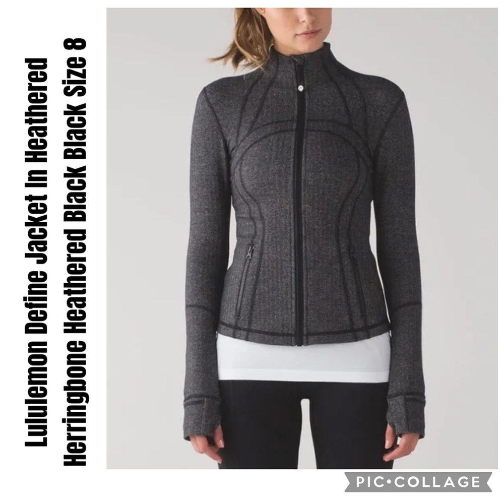 Lululemon Define Jacket In Heathered Herringbone Heathered Black Black Size 8